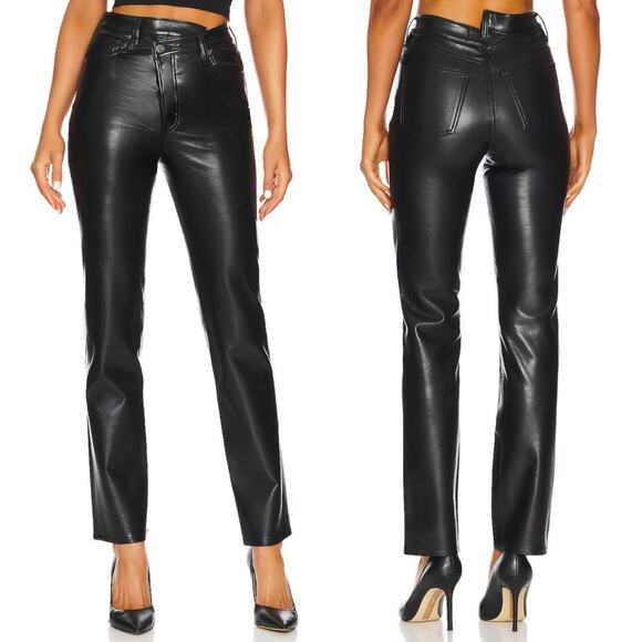 AGOLDE NWT Criss Cross Straight Pants Women’s Size 29 Black Leather Detox - Picture 1 of 7